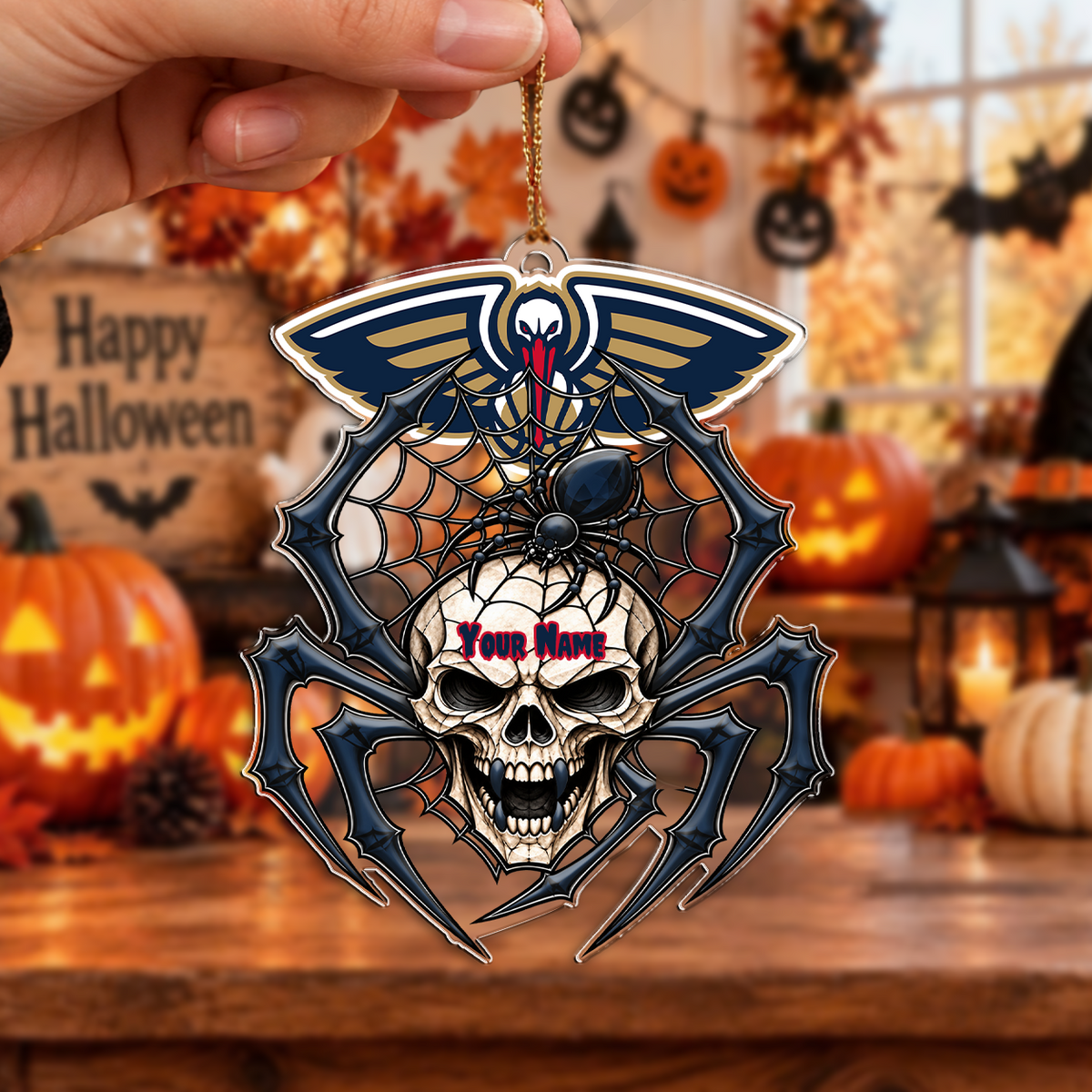 SPECIAL EDITION - NEW CUSTOMIZED NBA30 NOP NEW ORLEANS PELICANS HALLOWEEN ACRYLIC ORNAMENT