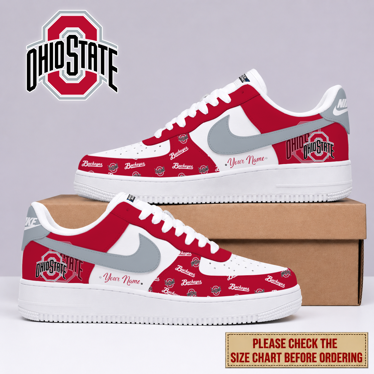 MEGA SALE - NEW CUSTOMIZED OSB OHIO STATE BUCKEYES AF1 SHOES - NCAA MAM30