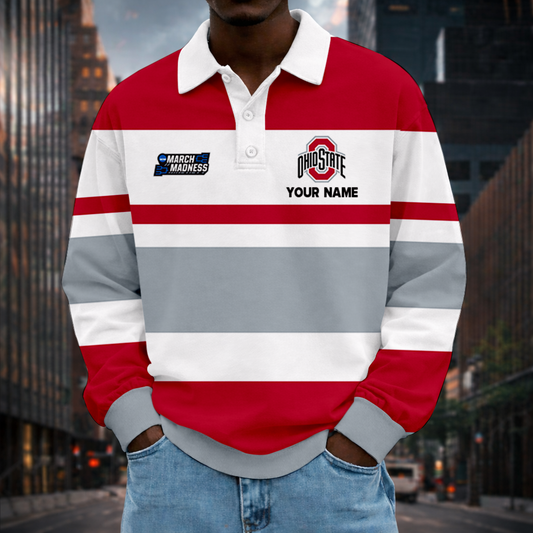 VIRAL EDITION - NEW CUSTOMIZED MAM NCAA30 OSB OS BUCKEYES UNISEX LONG SLEEVE POLO