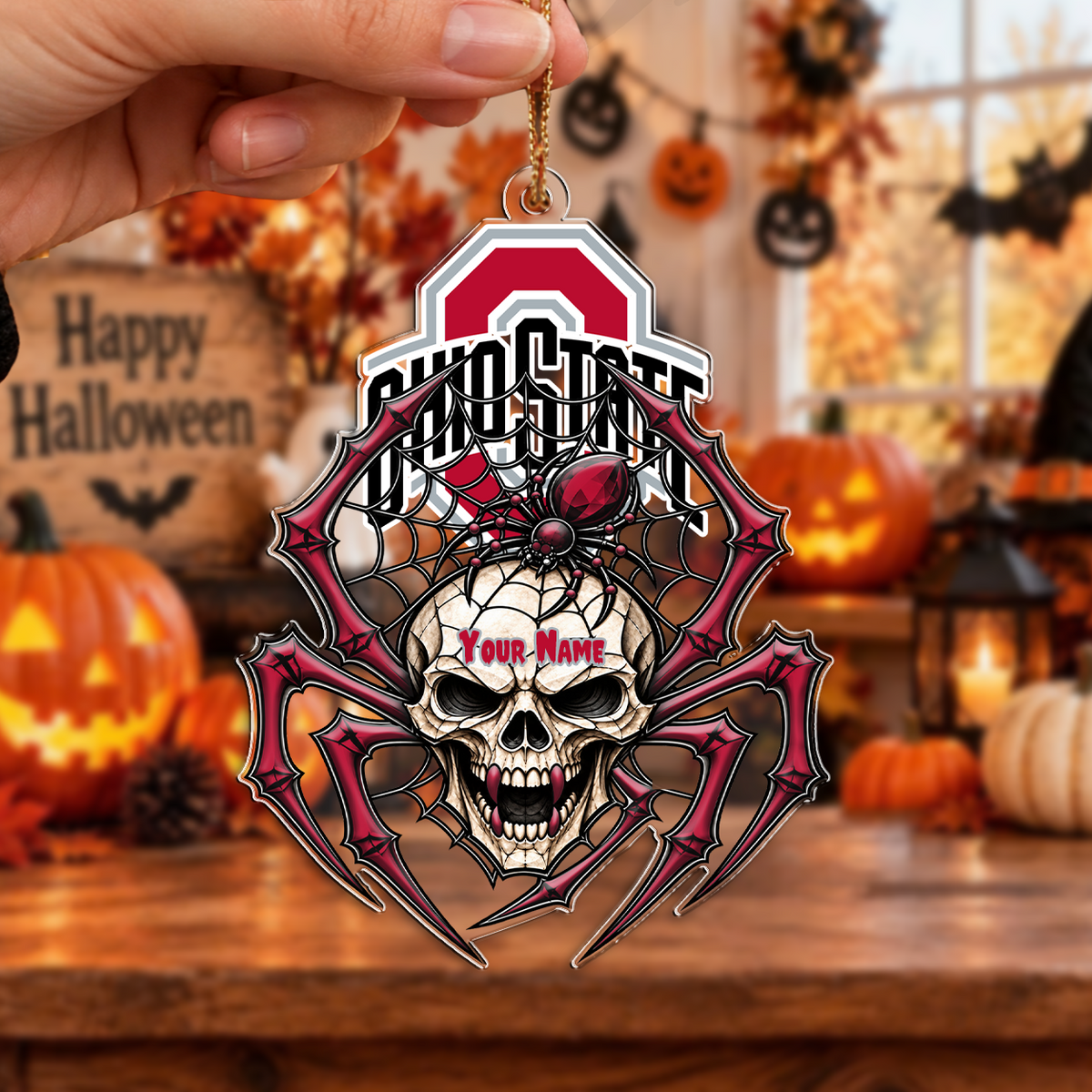 HOT DEAL - NEW CUSTOMIZED NCAA MAM30 OSB OHIO STATE BUCKEYES HALLOWEEN ACRYLIC ORNAMENT