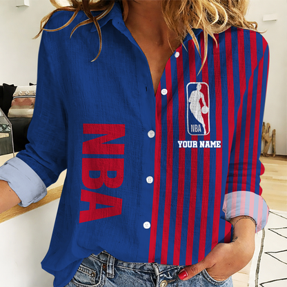 HOT DEAL - NEW CUSTOMIZED NATIONAL BASKETBALL ASSOCIATION WOMEN CASUAL SHIRT - NBA31