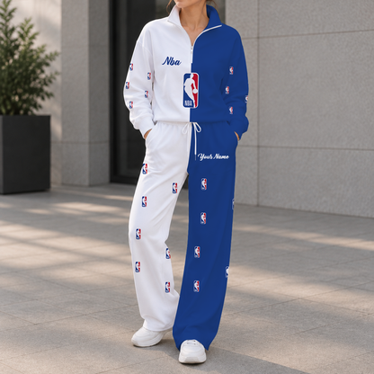 EXCLUSIVE EDITION - NEW CUSTOMIZED NBA31 NATIONAL BASKETBALL ASSOCIATION ZIPPER SWEATSHIRT & WIDE LEG PANTS SET