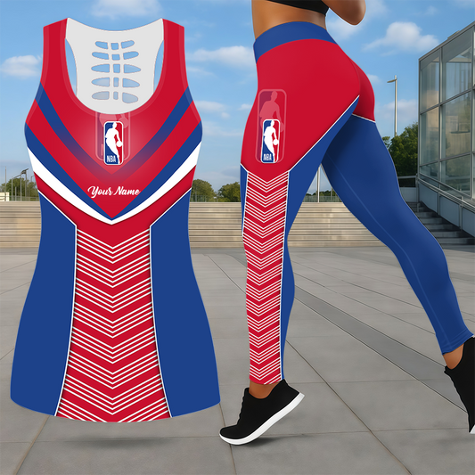 ELITE EDITION - NEW CUSTOMIZED NBA31 NBA NATIONAL BASKETBALL ASSOCIATION LEGGINGS & HOLLOW TANK TOP SET