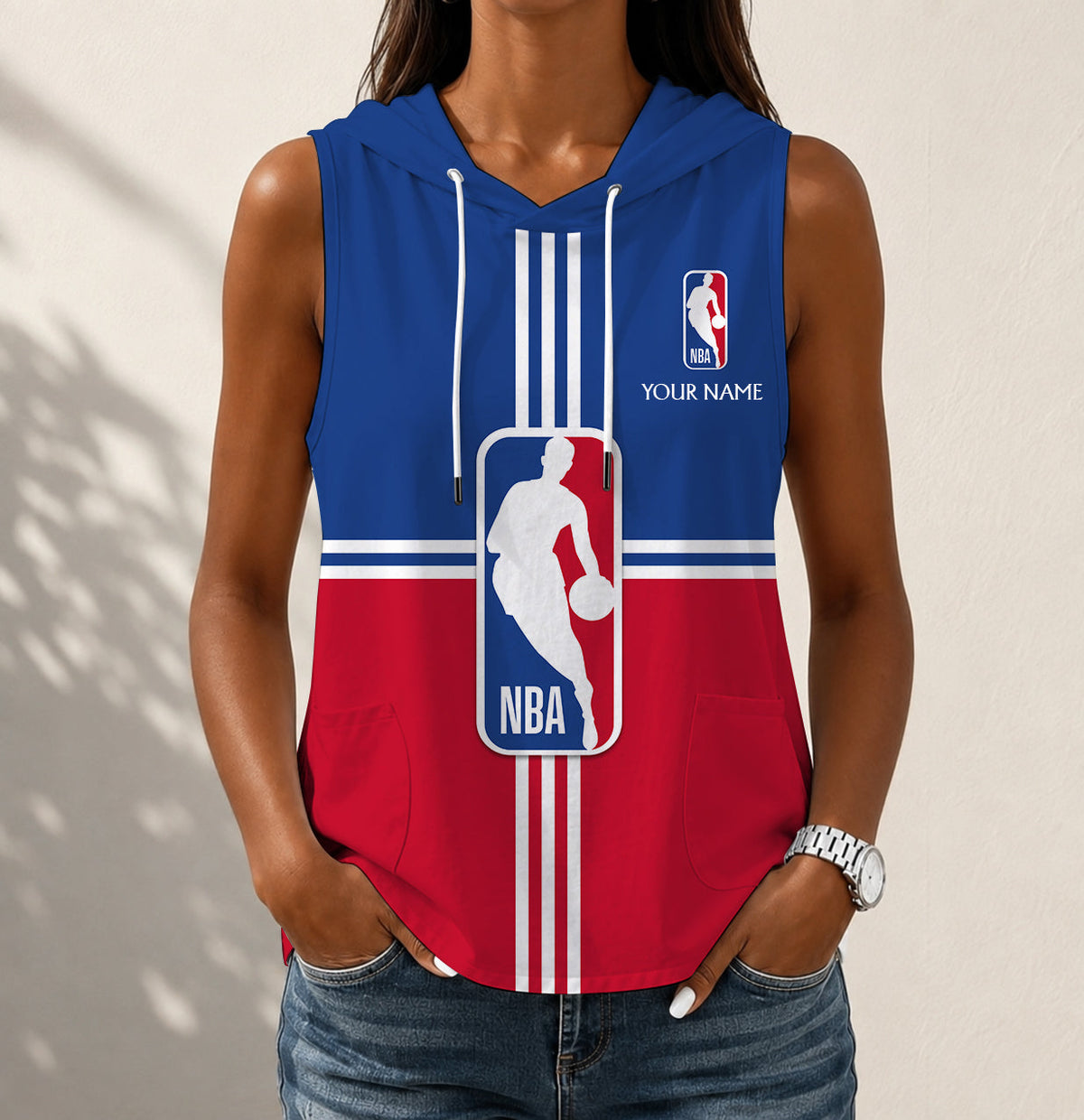 HOT DEAL - NEW CUSTOMIZED NBA31 NBA NATIONAL BASKETBALL ASSOCIATION WOMEN'S SLEEVELESS HOODED POCKET TANK TOP
