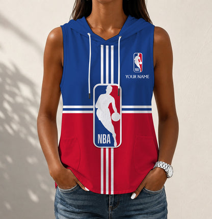 HOT DEAL - NEW CUSTOMIZED NBA31 NBA NATIONAL BASKETBALL ASSOCIATION WOMEN'S SLEEVELESS HOODED POCKET TANK TOP