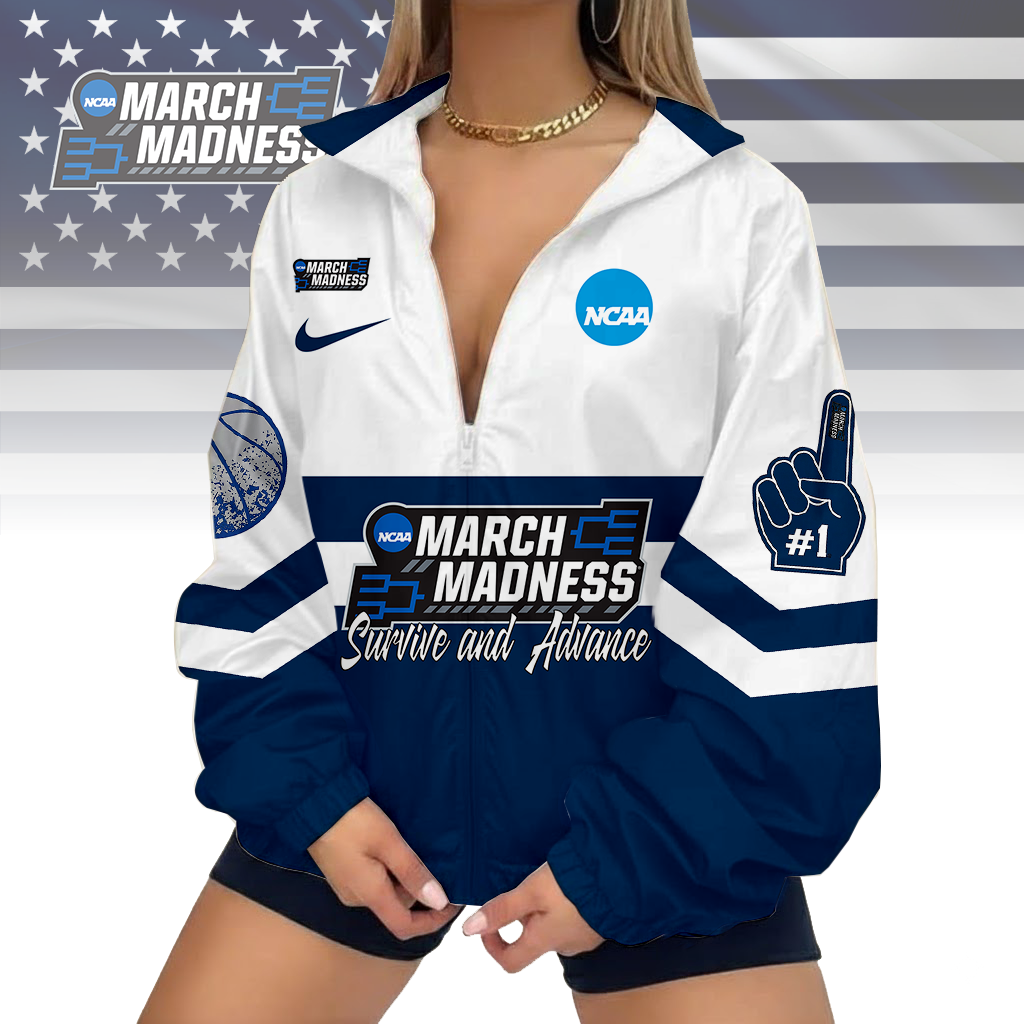 FINAL SALE - NEW CUSTOMIZED NCAA31 MARCH MADNESS V-NECK ZIPPER SWEATSHIRT JACKET