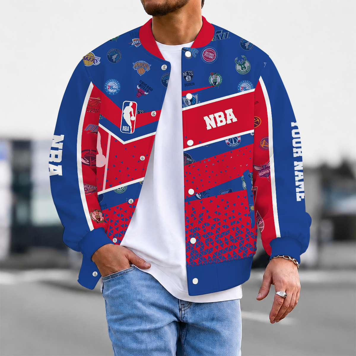 EXCLUSIVE EDITION - NEW CUSTOMIZED NBA32 NBA ALL TEAMS BASEBALL JACKET, SATIN VARSITY JACKET