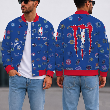 SPECIAL EDITION - NEW CUSTOMIZED NBA32 NBA ALL TEAMS BASEBALL JACKET, SATIN VARSITY JACKET