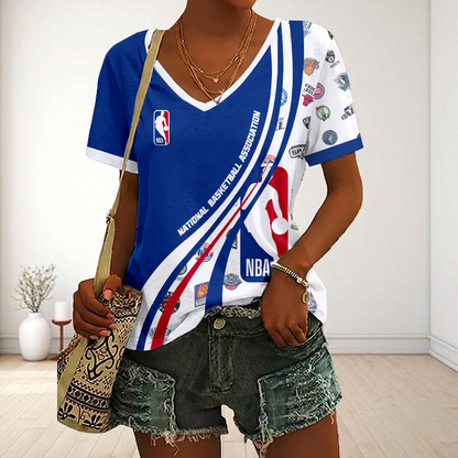 VIRAL EDITION - NEW CUSTOMIZED NBA32 NBA ALL TEAMS V-NECK FEMALE SHIRT