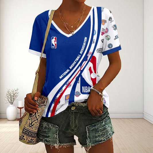 VIRAL EDITION - NEW CUSTOMIZED NBA32 NBA ALL TEAMS V-NECK FEMALE SHIRT