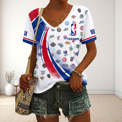 SPECIAL EDITION - NEW CUSTOMIZED NBA32 NBA ALL TEAMS V-NECK FEMALE SHIRT