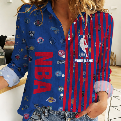 HOT DEAL - NEW CUSTOMIZED NBA ALL TEAMS WOMEN CASUAL SHIRT - NBA32
