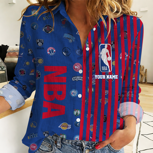 HOT DEAL - NEW CUSTOMIZED NBA ALL TEAMS WOMEN CASUAL SHIRT - NBA32