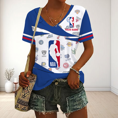 EXCLUSIVE EDITION - NEW CUSTOMIZED NBA32 NBA ALL TEAMS V-NECK FEMALE SHIRT
