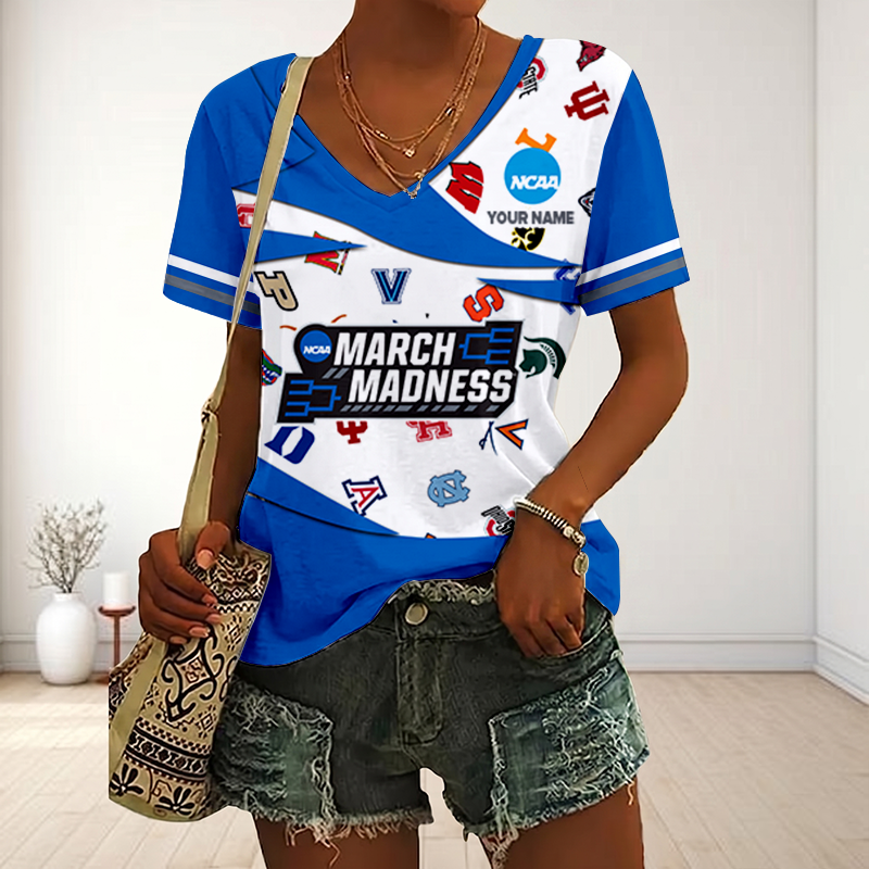 SPECIAL EDITON - NEW CUSTOMIZED NCAA32 MAM ALL TEAMS V-NECK FEMALE SHIRT
