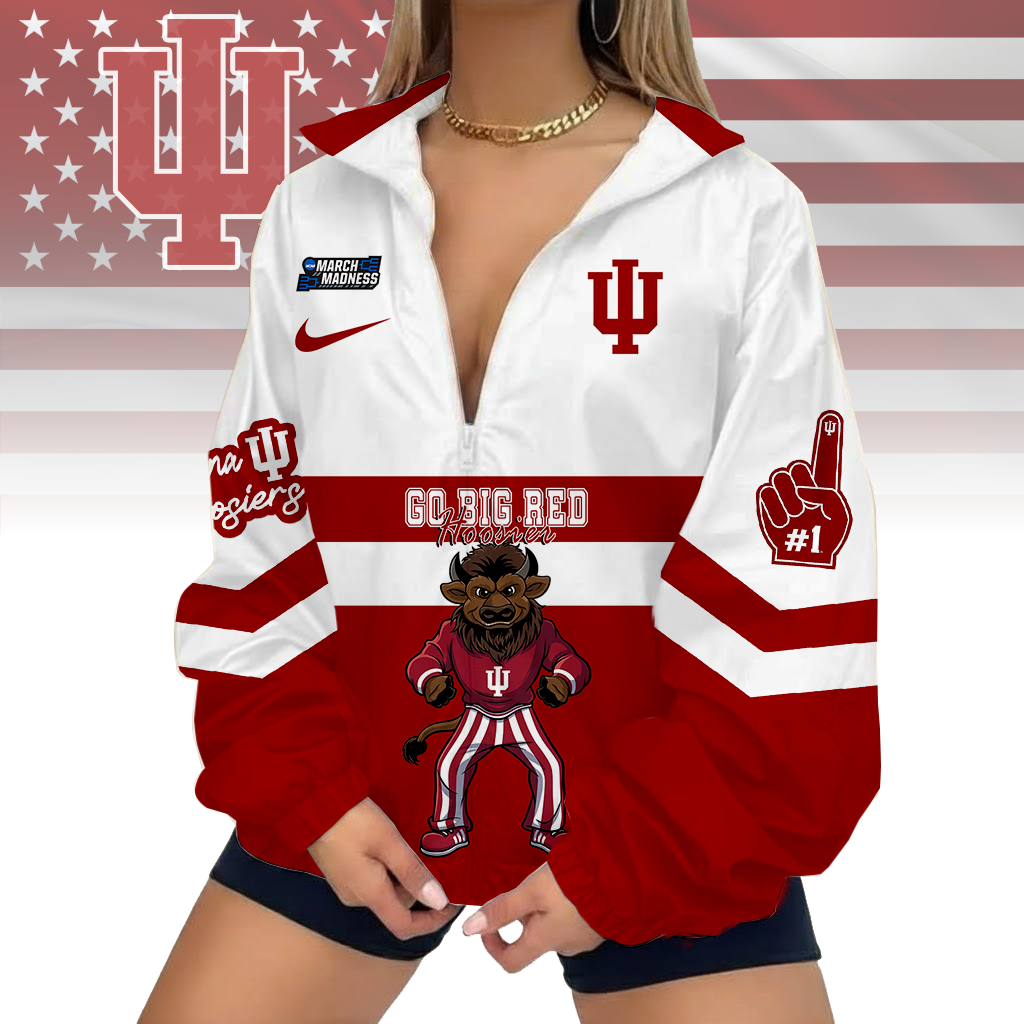 FINAL SALE - NEW CUSTOMIZED MAM NCAA03 IDH ID HOOSIERS V-NECK ZIPPER SWEATSHIRT JACKET