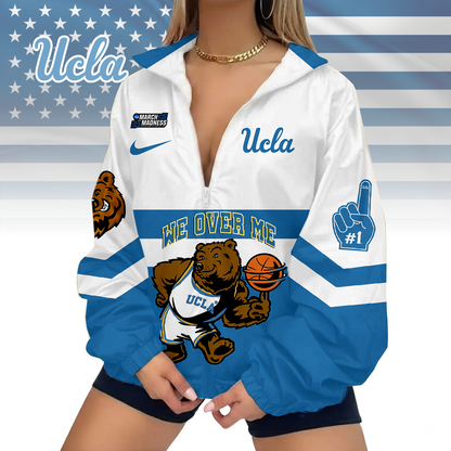 FINAL SALE - NEW CUSTOMIZED MAM NCAA04 UCB UCLA BRUINS V-NECK ZIPPER SWEATSHIRT JACKET