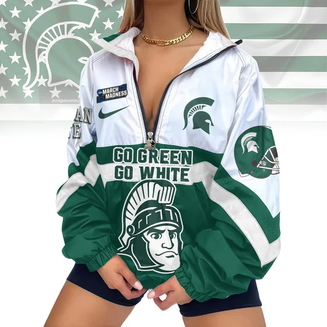 FINAL SALE - NEW CUSTOMIZED MAM NCAA07 MSS MS SPARTANS V-NECK ZIPPER SWEATSHIRT JACKET