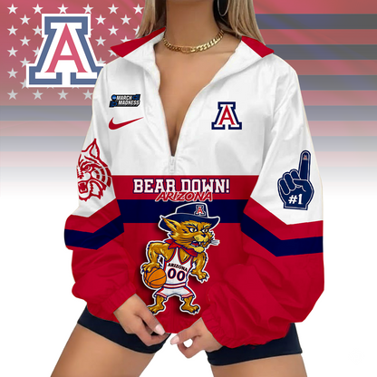 FINAL SALE - NEW CUSTOMIZED MAM NCAA09 ARW AR WILCATS V-NECK ZIPPER SWEATSHIRT JACKET