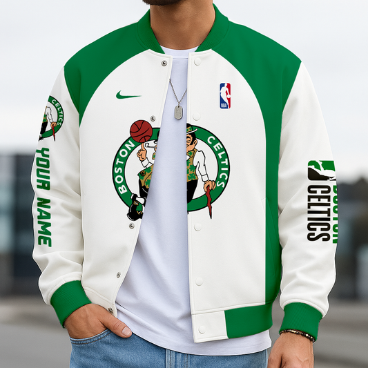 LIMITED DROP - NEW CUSTOMIZED NBA03 BC BOSTON CELTICS BASEBALL JACKET, SATIN VARSITY JACKET