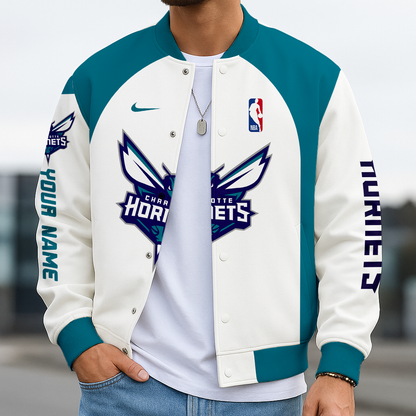 LIMITED DROP - NEW CUSTOMIZED NBA27 CH CHARLOTTE HORNETS BASEBALL JACKET, SATIN VARSITY JACKET