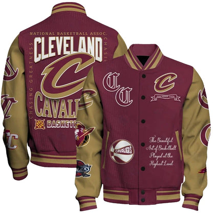 LIMITED EDITION - NEW CUSTOMIZED CCA CLEVELAND CAVALIERS BASEBALL JACKET, SATIN VARSITY JACKET - NBA02