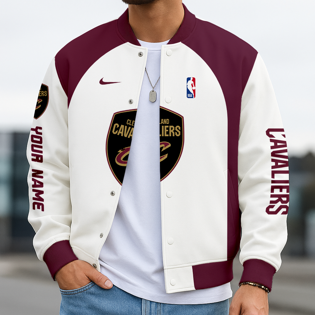 LIMITED DROP - NEW CUSTOMIZED NBA02 CC CLEVELAND CAVALIERS BASEBALL JACKET, SATIN VARSITY JACKET