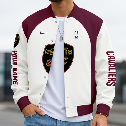 LIMITED DROP - NEW CUSTOMIZED NBA02 CC CLEVELAND CAVALIERS BASEBALL JACKET, SATIN VARSITY JACKET