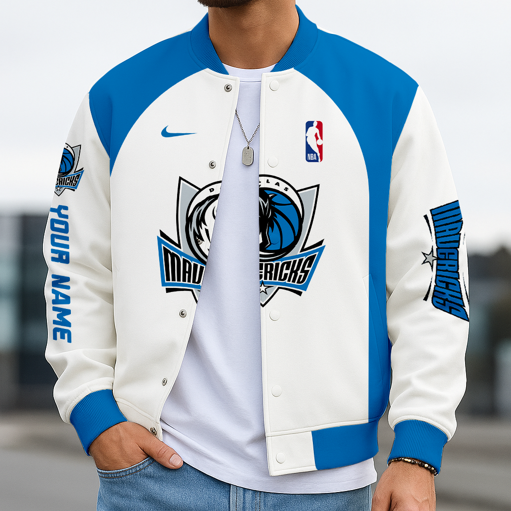 LIMITED DROP - NEW CUSTOMIZED NBA18 DM DALLAS MAVERICKS BASEBALL JACKET, SATIN VARSITY JACKET