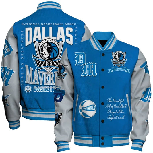 LIMITED EDITION - NEW CUSTOMIZED DMA DALLAS MAVERICKS BASEBALL JACKET, SATIN VARSITY JACKET - NBA18