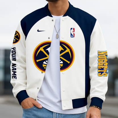 LIMITED DROP - NEW CUSTOMIZED NBA08 DN DENVER NUGGETS BASEBALL JACKET, SATIN VARSITY JACKET