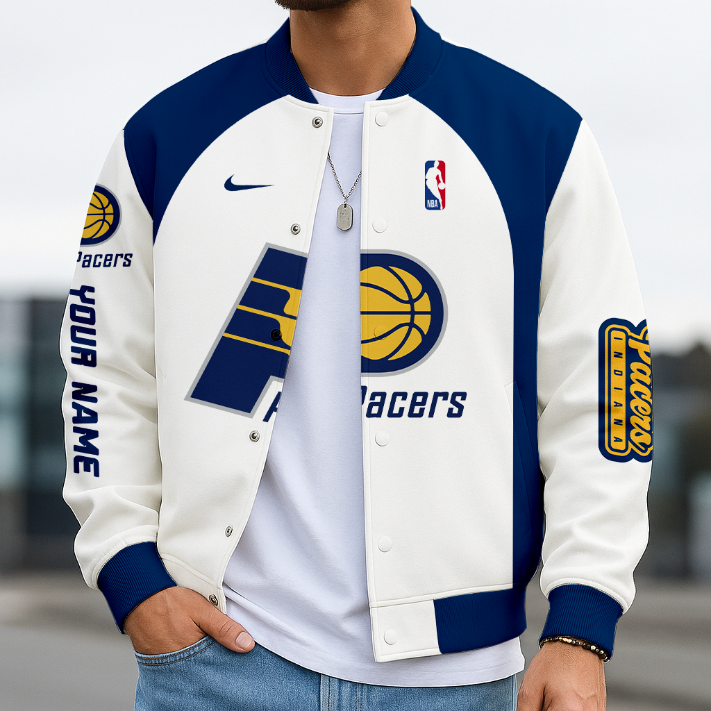 LIMITED DROP - NEW CUSTOMIZED NBA06 IP INDIANA PACERS BASEBALL JACKET, SATIN VARSITY JACKET