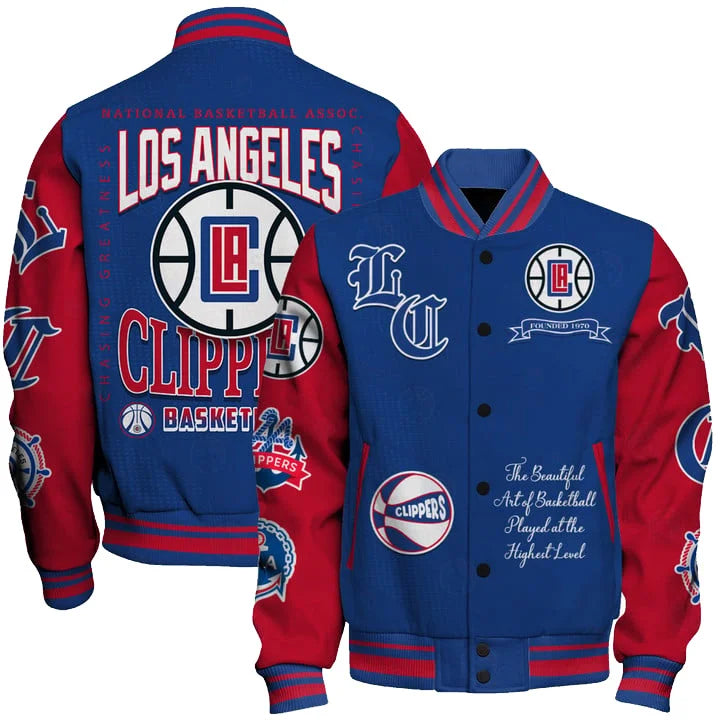 LIMITED EDITION - NEW CUSTOMIZED LCL LOS ANGELES CLIPPERS BASEBALL JACKET, SATIN VARSITY JACKET - NBA10