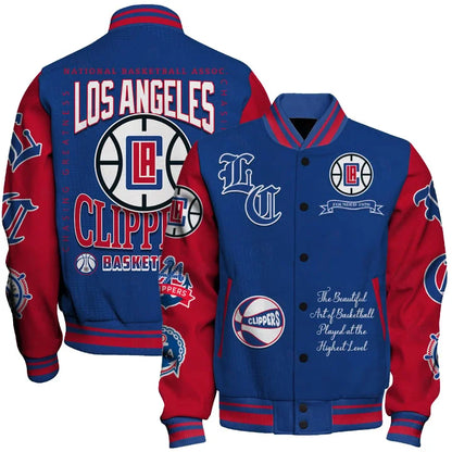 LIMITED EDITION - NEW CUSTOMIZED LCL LOS ANGELES CLIPPERS BASEBALL JACKET, SATIN VARSITY JACKET - NBA10