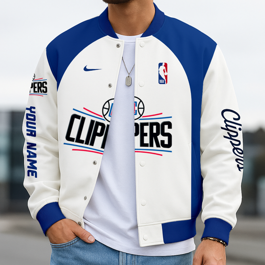 LIMITED DROP - NEW CUSTOMIZED NBA10 LC LOS ANGELES CLIPPERS BASEBALL JACKET, SATIN VARSITY JACKET