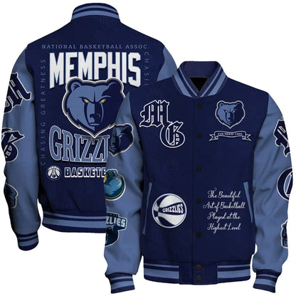 LIMITED EDITION - NEW CUSTOMIZED MGR MEMPHIS GRIZZLIES BASEBALL JACKET, SATIN VARSITY JACKET - NBA13