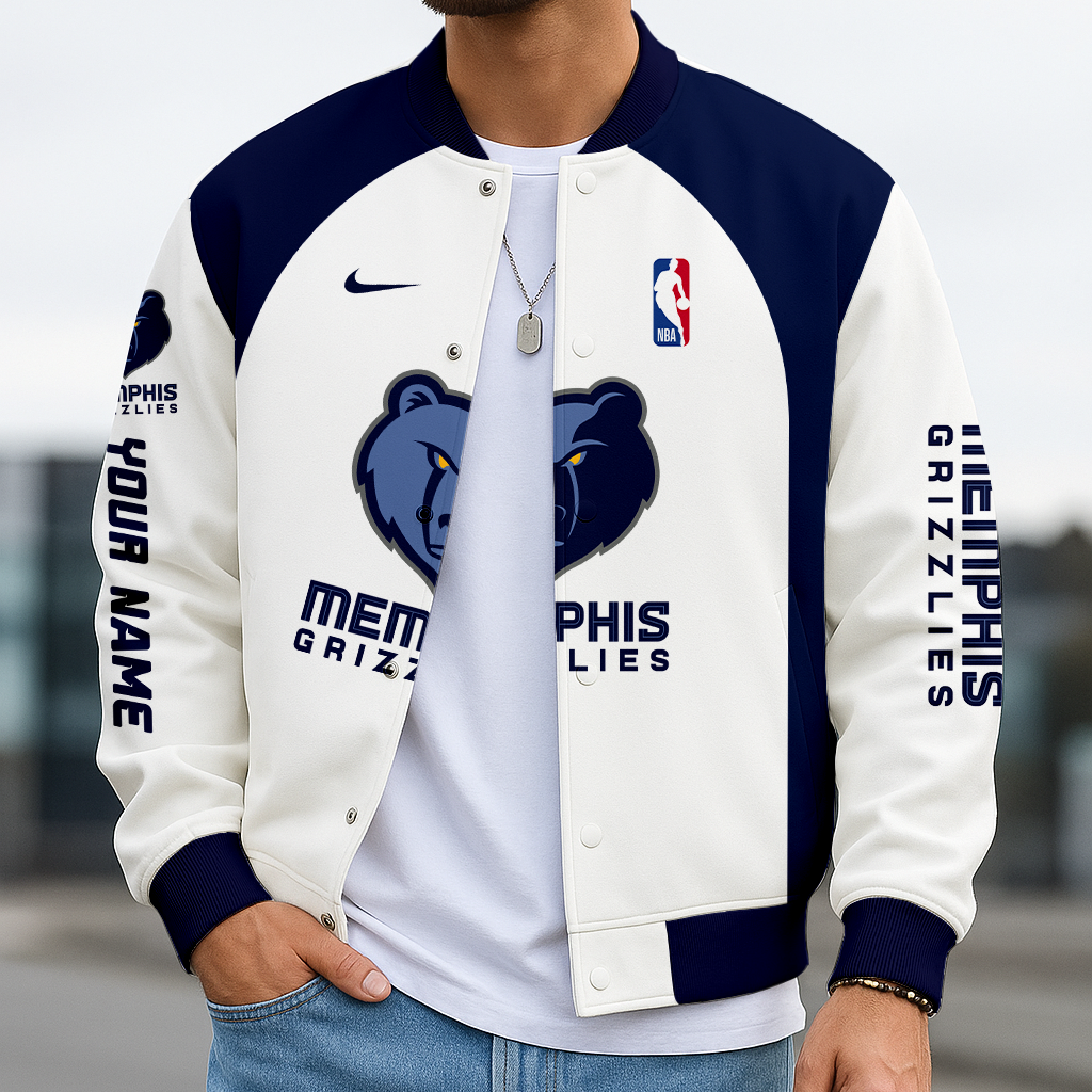 LIMITED DROP - NEW CUSTOMIZED NBA13 MG MEMPHIS GRIZZLIES BASEBALL JACKET, SATIN VARSITY JACKET