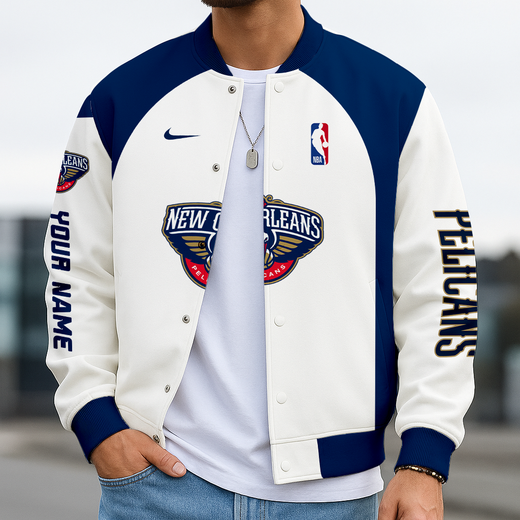 LIMITED DROP - NEW CUSTOMIZED NBA30 NO NEW ORLEANS PELICANS BASEBALL JACKET, SATIN VARSITY JACKET