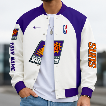 LIMITED DROP - NEW CUSTOMIZED NBA21 PS PHOENIX SUNS BASEBALL JACKET, SATIN VARSITY JACKET