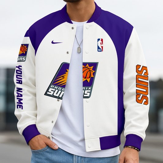 LIMITED DROP - NEW CUSTOMIZED NBA21 PS PHOENIX SUNS BASEBALL JACKET, SATIN VARSITY JACKET