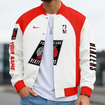 LIMITED DROP - NEW CUSTOMIZED NBA22 PT PORTLAND TRAIL BLAZERS BASEBALL JACKET, SATIN VARSITY JACKET