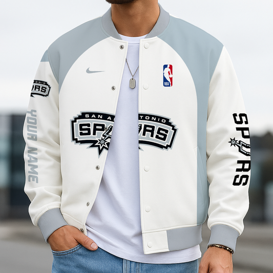 LIMITED DROP - NEW CUSTOMIZED NBA23 SA SAN ANTONIO SPURS BASEBALL JACKET, SATIN VARSITY JACKET
