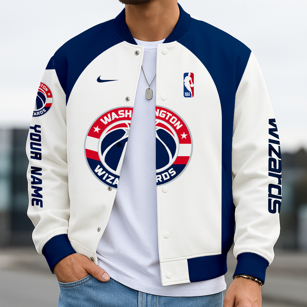 LIMITED DROP - NEW CUSTOMIZED NBA28 WW WASHINGTON WIZARDS BASEBALL JACKET, SATIN VARSITY JACKET